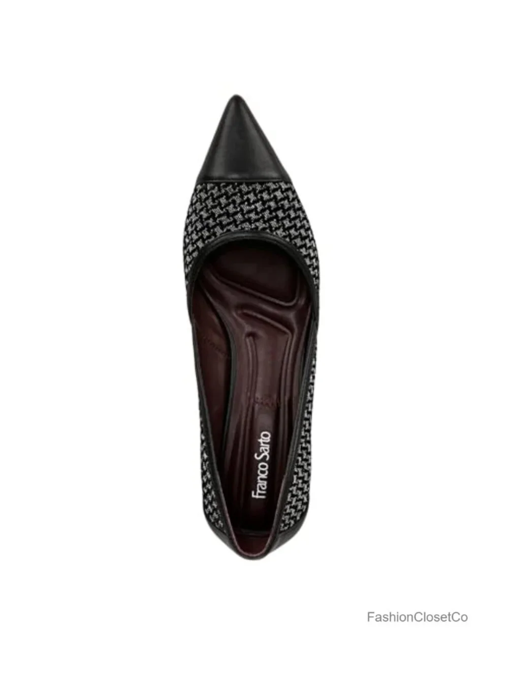 Franco Sarto Women's Kitten Heel Pumps Leather Slip-On Pointed Toe 1.75